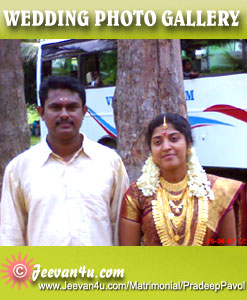 Pradeep Pavol wedding photos at Manakkadu Devi Temple
